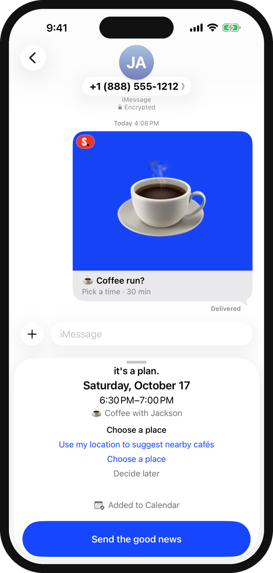A confirmation screen with a hand-drawn red star that reads it's a plan.